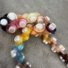 Vintage Hand Made Button Beaded Necklace Kitschy 32”