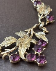 Vintage Coro Pegasus Grape Cluster Necklace Purple Amethyst Rhinestone
