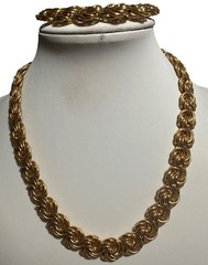 Matching vintage thick, glamorous gold-tone rosetta swirl Necklace/Bracelet EUC