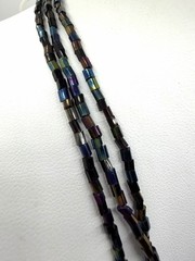 Vintage 1970’s Necklace 3 Strands Peacock Iridescent Green Blue