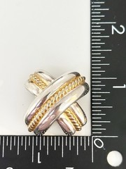 Vintage 1990’s Silver And Gold Tone X Shaped Modern Clip Earrings Chunky