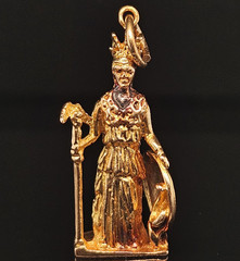 18K Gold ATHENA GODDESS Charm Pendant Ancient Greek Mythology Aegis Owl