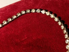 #N01 Vintage Prong Set Clear 3mm Stones Glass 15in Choker Necklace (Replace)