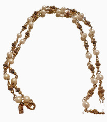 STUNNING VINTAGE SIGNED REVLON PEARL GOLD TONE STATION 24″ NECKLACE CLASSIC