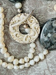 GENUINE PEARL NECKLACE Chunky Gemstone Labradorite & Baroque Pearl Artisan OOAK