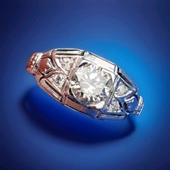 Original EARTH MINED DIAMOND Deco Engagement Ring Gatsby ERA Solitaire 14K GOLD