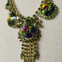 Vintage Juliana Necklace Watermelon Rivoli Rhinestone Tassel Please READ