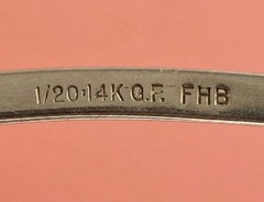 Vintage HFB 1/20 14K GF Gold Filled Etched Floral Hinged Bangle Bracelet-7”