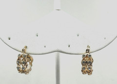 VINTAGE 18KGP Cubic Zirconia Hoop Earrings Post Pierced Ear *GOOD QUALITY*