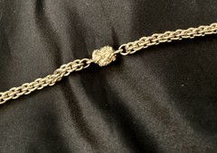 GUY LAROCHE Signed Gold Tone Braided Chain Station Chunky 36 in. Necklace—Rare