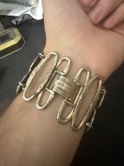 ART Arthur Pepper Wide Double Ancient Faux Coin Bracelet Signed Vintage Jewelry