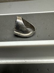 Vintage .925 Silver Ring w/Red Stone in Cross Symbol Made in Israel Size 8.5
