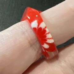 Lucite Plastic Ring Size 8 Red