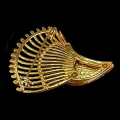 Vintage Pave Crystals Rhinestones Gold Tone Wing Brooch Pin Modernist
