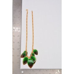 Vintage Leaf Charm Collar Necklace Vibrant Green Enamel Charm NOS 1980s BinA16