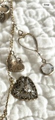 Glass Works Studio Long Charm Necklace Crystal Heart Rhinestone Brass Tone 18″