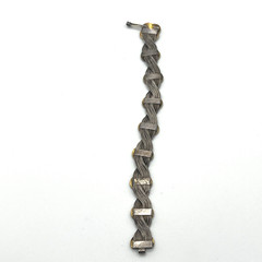 VTG Russian Bracelet Sz 6.75 Multi-strand Foxtail Chains & Oval Niello Panel 925