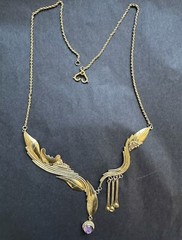 Stunning Vintage Sterling Silver 925/1000 Designer Necklace 19″, Glass cabochons