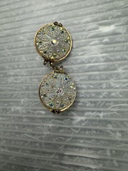 vintage HILLCRAFT CASTLECRAFT 1950s Slide-On EARRINGS .75” AURORA BOREALIS