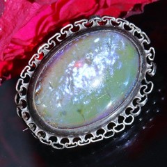 925 sterling silver brooch 5.20ct crystal opal pin 1900’s antique 3.1gr N3035