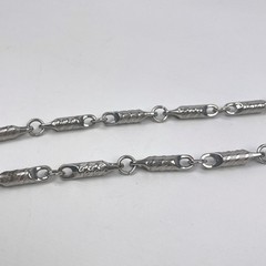 Vintage Style 38″ Silver Tone Textured Barrel Cylinder Link Opera Chain Necklace
