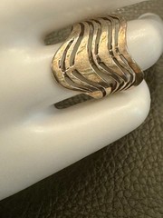 Vintage Modernist Sterling 925 Ring Chevron Knuckle Style Ring 3.64 Grams Size 7