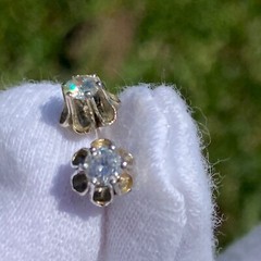 Vintage 14K White Gold Diamond Stud Earrings Belcher Set Appraised @ $1228 Video