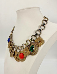 VTG JULIANA D&E Dangling Charm Necklace Pierced Earring Set Ref # 23 Book Pieces