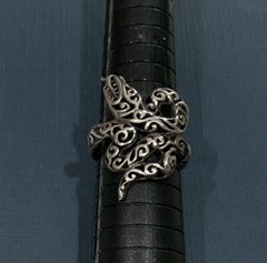 Vintage Sterling Silver Filligree Snake Ring Intricate Swirling Details SZ 9.5