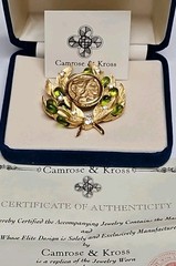 Vtg JBK CAMROSE & KROSS Jaqueline Kennedy Signed JBK USA Greek Coin Brooch