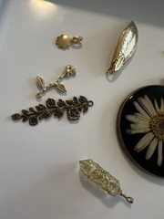 Pendant Charm Lot Resin, Metal, Enamel Flowers Leaves Jewelry Gold & Silver Tone