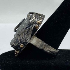Shihara Sterling Silver 925 Quartz Ring Floral Mixed Metal Size 8.25