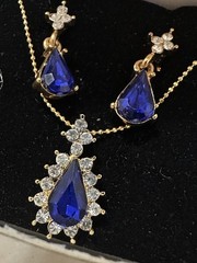 Vintage NIB Avon Gold Tone Birthstone Teardrop Gift Set Faux Sapphire September