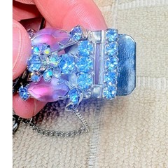 Mid‑Century Frosted Glass Parure in Icy Blues & Purples, 3‑Piece Vintage Set