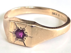 Vintage 14K Jostens Ruby Spinel Signet Style Ring Size 6.25 2.76grams