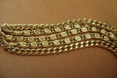 VINTAGE MULTIPLE 5 CHAIN FILIGREE PUSH LOCK CLOSURE GOLD TONE NECKLACE