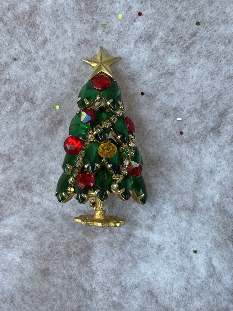 Vintage Juliana Delizza Standing Christmas Tree Brooch, Pin, Excellent