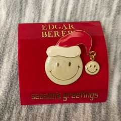 Edgar Berebi Smiley Face Santa Have a Nice Day Pin Vintage Christmas