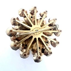 AB Rhinestone Brooch Pin Yellow & Brown Prong Set Gold Tone Floral Statement 2.5