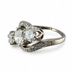 Vintage Mid-Century White Gold Diamond Ring 1.17ctw Round Brilliant Size 4.5