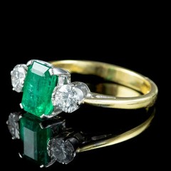 Art Deco Antique 3.30 Ct Natural Green Emerald Vintage Ring 14K Yellow Gold FN