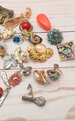 Bag Of Ladies Single Earrings. Vintage Clip On And Pierced. Many Signed Monet…
