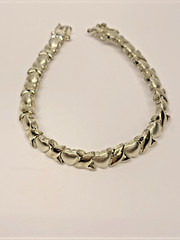 Vintage FAS 925 Sterling Silver Hearts and Kisses Bracelet 7″ 13.5g
