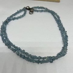 Vintage 2 Strand Blue Gemstone 19”-20” Necklace with 925 Silver Clasp