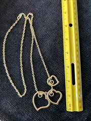 Avon Triple Heart Pendant Gold Tone 30″ Chain Necklace Graduated Open Hearts