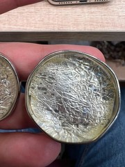 Chic Silver Tone Foil Textured Glass Statement Clip On Earrings Omega Back