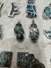 Lot Of 11 Vintage Native American Turquoise & Sterling Silver Charms Pendants