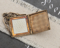 Antique 10k Victorian Square Rolled Gold Etched Filled Locket Photo Pendant Fob