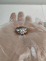 Vtg 14k White Gold Plated Rhinestone Espo MCM Joseph Esposito Ring Sz 8.5