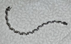 Tennis Bracelet, Vintage, Silvertone & Clear Crystals, Open Box Clasp, 7 Inches